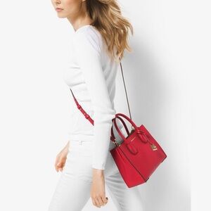 MICHAEL Michael Kors Small Mercer Leather Tote in Red